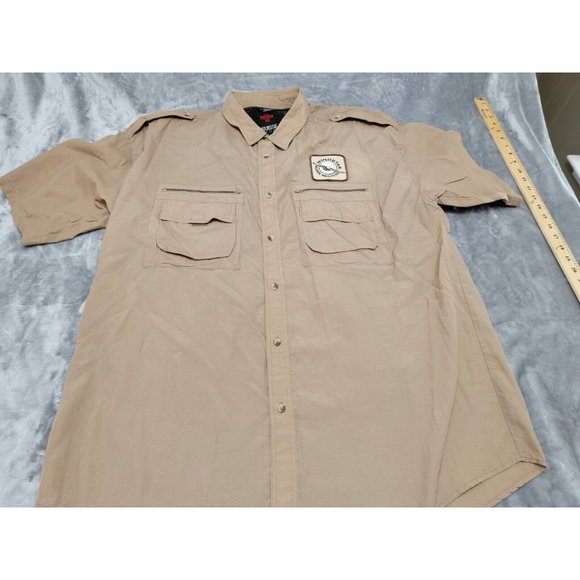 Suisse Sport Vented Fishing Shirt  2XL Short Sleeve Button Up Wildlife Institute - Picture 1 of 8